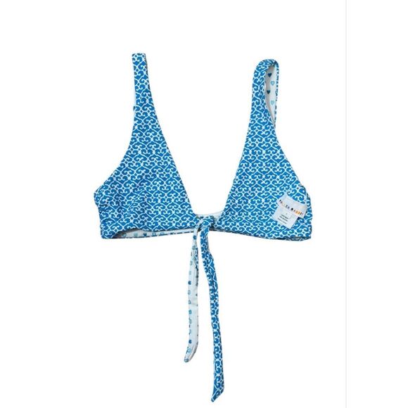 Roller Rabbit Blue Catalina Pop Hearts Adella Reversible Bikini Top - Picture 9 of 9